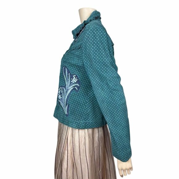 NWT Zara Woman Green Lambskin Embroidered Jacket M - Picture 9 of 16
